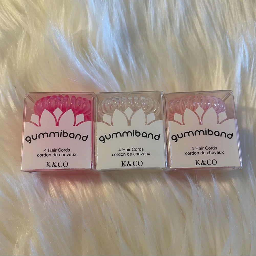 🎁3/$30 NEW Gummiband Hair Cords Set - Pink, White, Clear